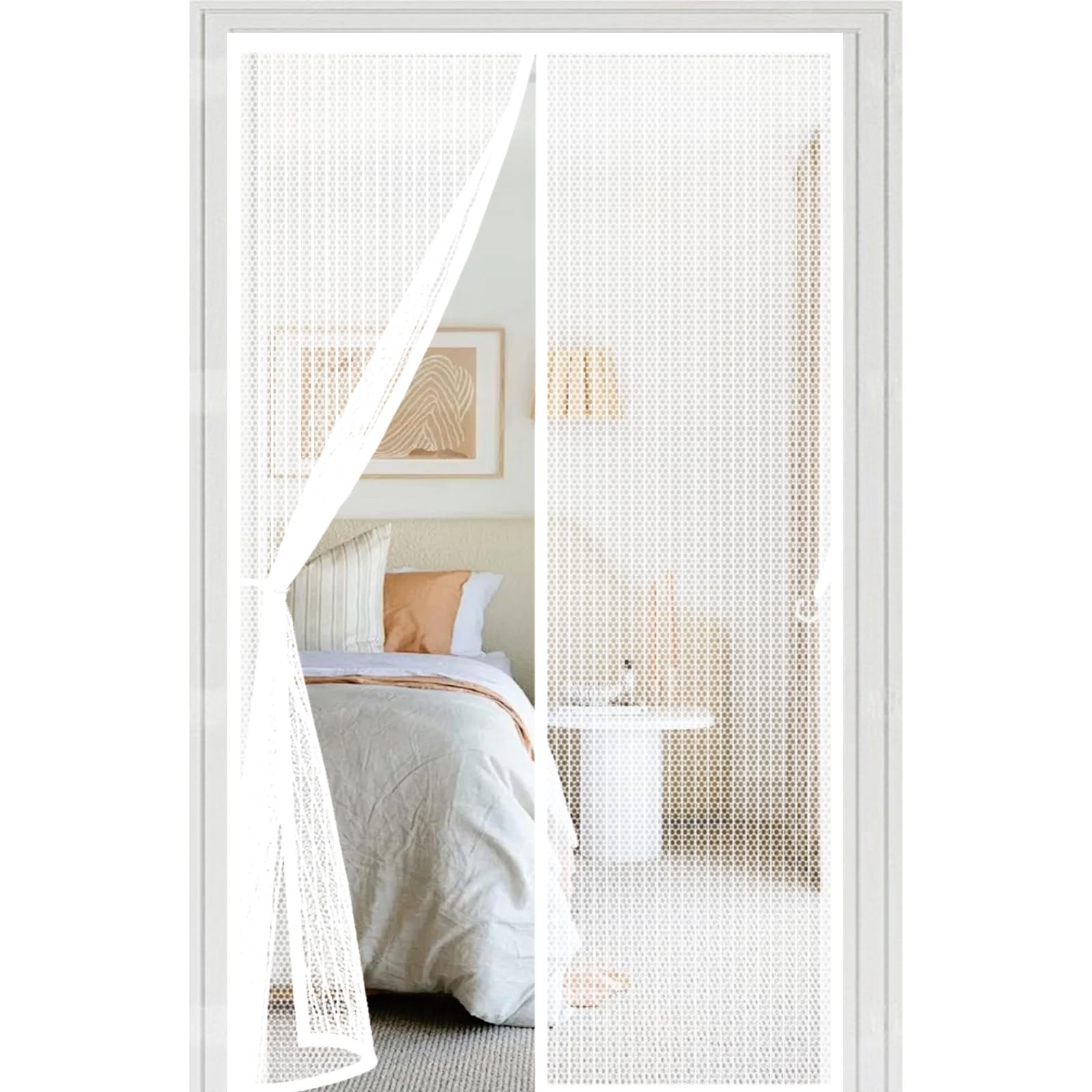 Moustiquaire anti mouches et insectes amovible pour porte blanche