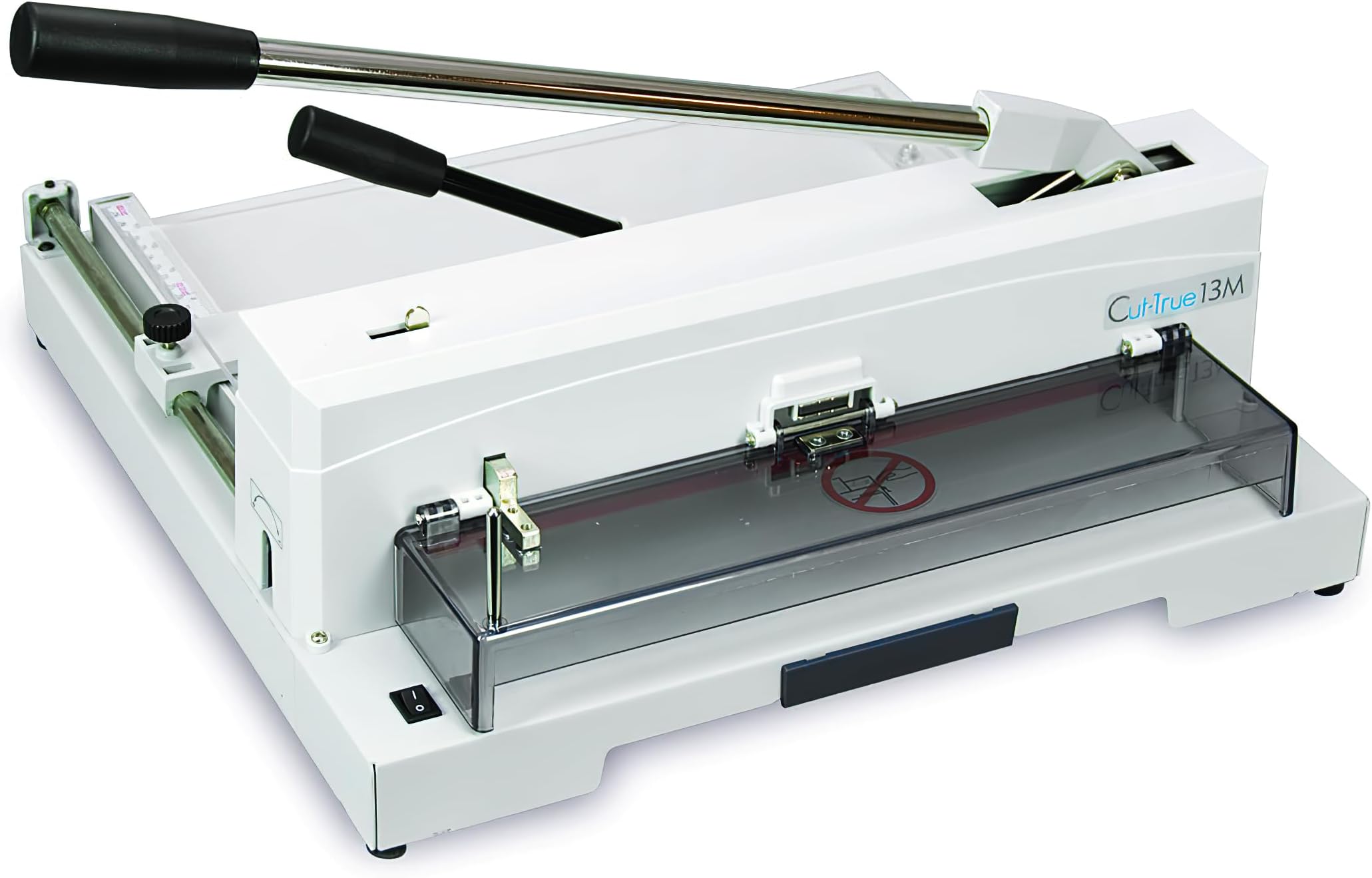 FORMAX Cut-True 13M Tabletop Manual Guillotine Cutter, Manual lever handle, 14.5” Maximum Cutting Width, 5/8” Maximum Paper Stack Height, 1.58” Narrow Cut, LED Laser Cut Line, Blade Change Handles