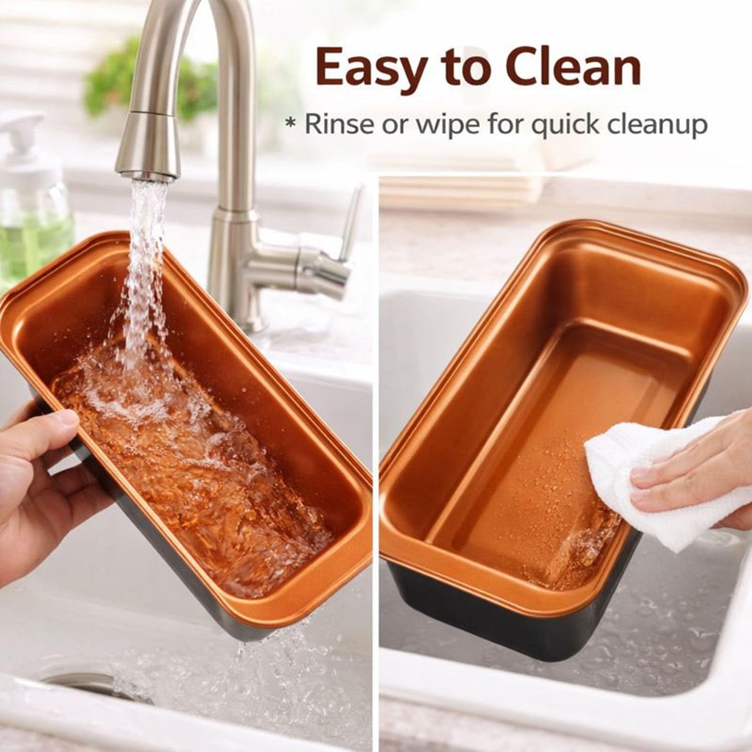 3-Pack Nonstick Loaf Pan 9x5 Inch, Carbon Steel Bread Pan for Baking, Easy Release for Meatloaf, Banana Bread & Pound Cake, Oven Safe 450°F - Image 4