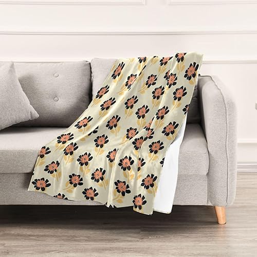 Miniatura 5 de Cute Yellow Floral Pattern Microfiber Blankets & Throws for Adults Kids, Cozy Fall Blanket for Office Bed Home Decor, 60x90 Inches Sofa Throw Blanket