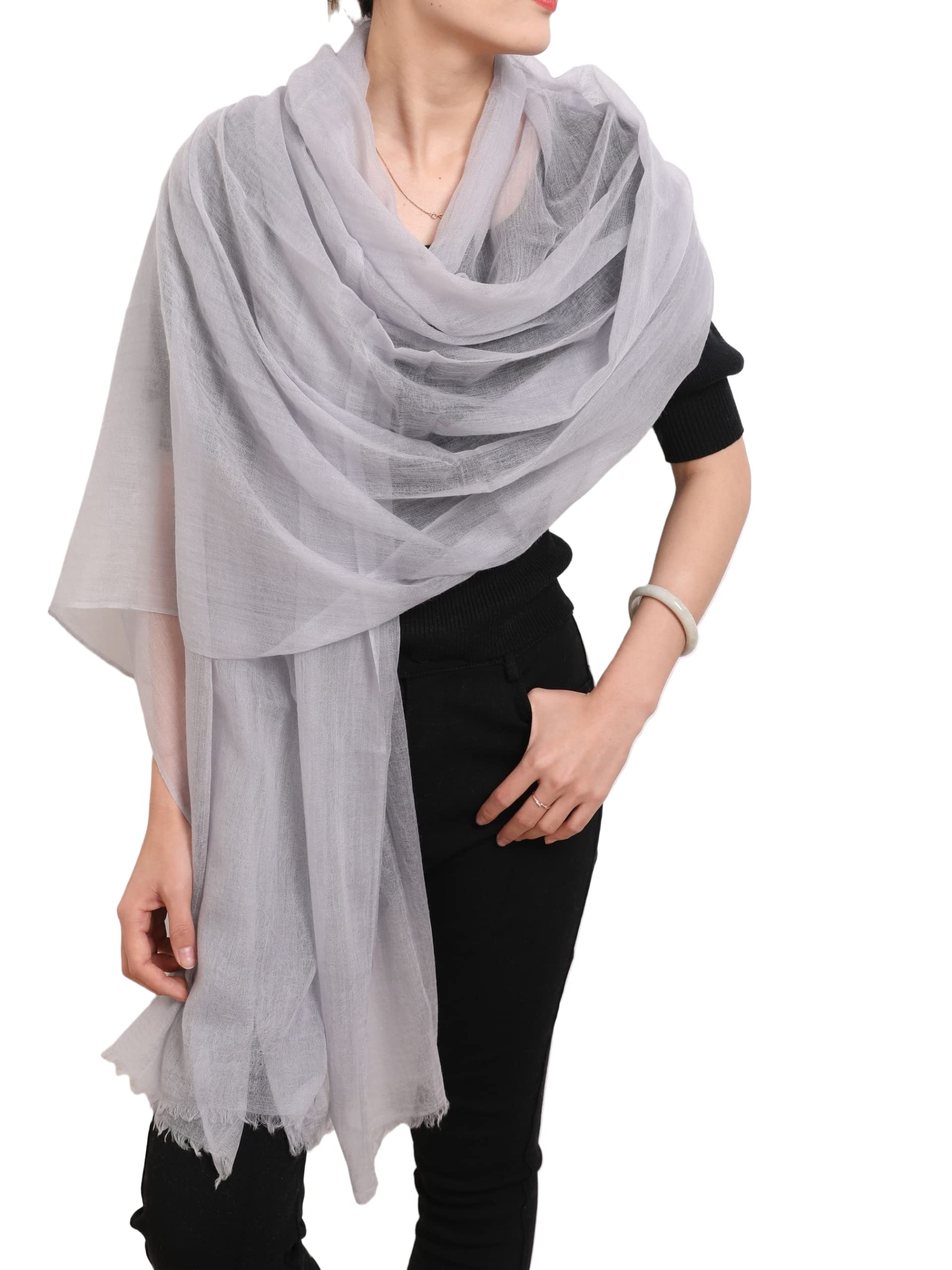 Damen 100% Kaschmir feder-leicht Ring Pashmina Schal Abendkleid Stola aus hauch-dünn 200 garn Cashmere Fäden