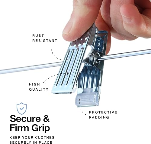 Miniatura 6 de Home-it 10 ganchos para ropa con pinzas ganchos de terciopelo de color marfil colgar faldas pantalones antiderrapante ultradelgado
