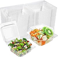 Vista 1 de WANBAO 200 recipientes de plástico transparente de 5 x 5 pulgadas, recipiente desechable para postres con tapa, para ensaladas, pasta, sándwiches
