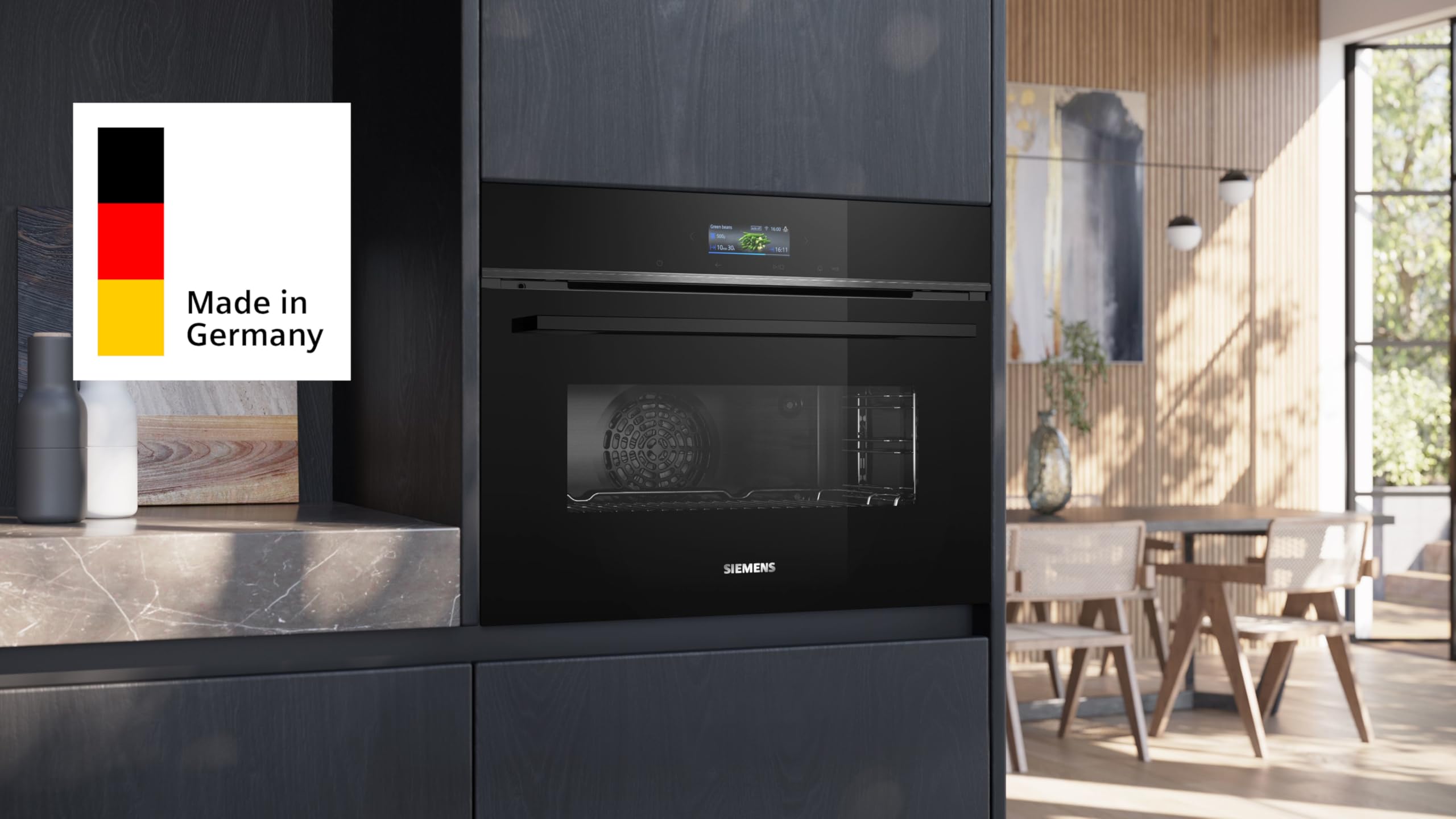 Siemens iQ700 CB774G1B1 Einbau-Kompaktbackofen 60 x 45 cm Schwarz activeClean Pyrolyse Air Fry Touchscreen