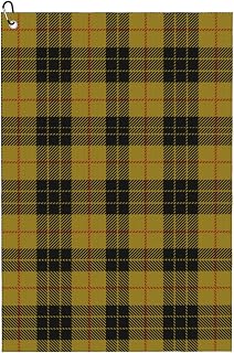 Clan Macleod Scottish Tartan Plaid Microfiber Golf Towel with Carabiner Clip, 16x24 Inch Absorbent Waffle Weave Towel for Golf Bags