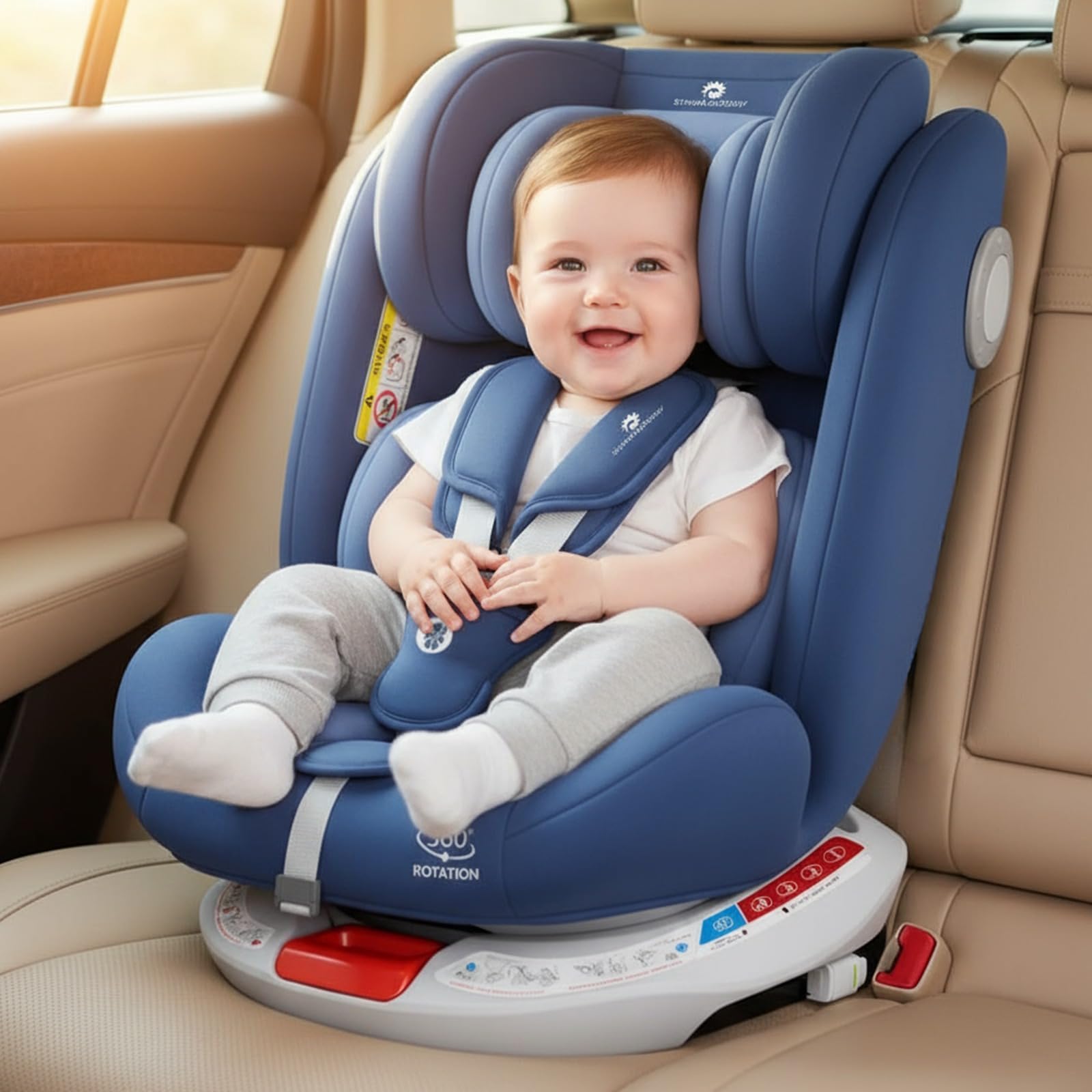 StarAndDaisy Car Seat for Baby 0 to 12 Years /Baby Car Seat with ISOFIX/ 360° Rotation, 5-Point Safety Belt / 3 Level Reclining / Multi Level Hight Adjustment / Convertible Car Seat for Comfort & Safety - Pink-image-8