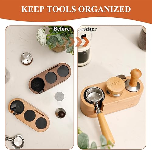 Miniatura 10 de MOJAE - Caja de expreso 9 en 1 y estación de manipulación de espresso, se adapta a portafiltros de 2.008-2.283 in, manipulador y distribuidor,