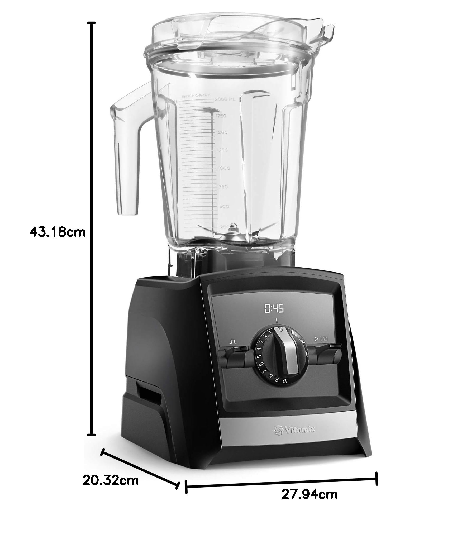 Vitamix A2500 Ascent Series Smart Blender, Professional-Grade, 64 oz. Low-Profile Container, Black (Renewed)