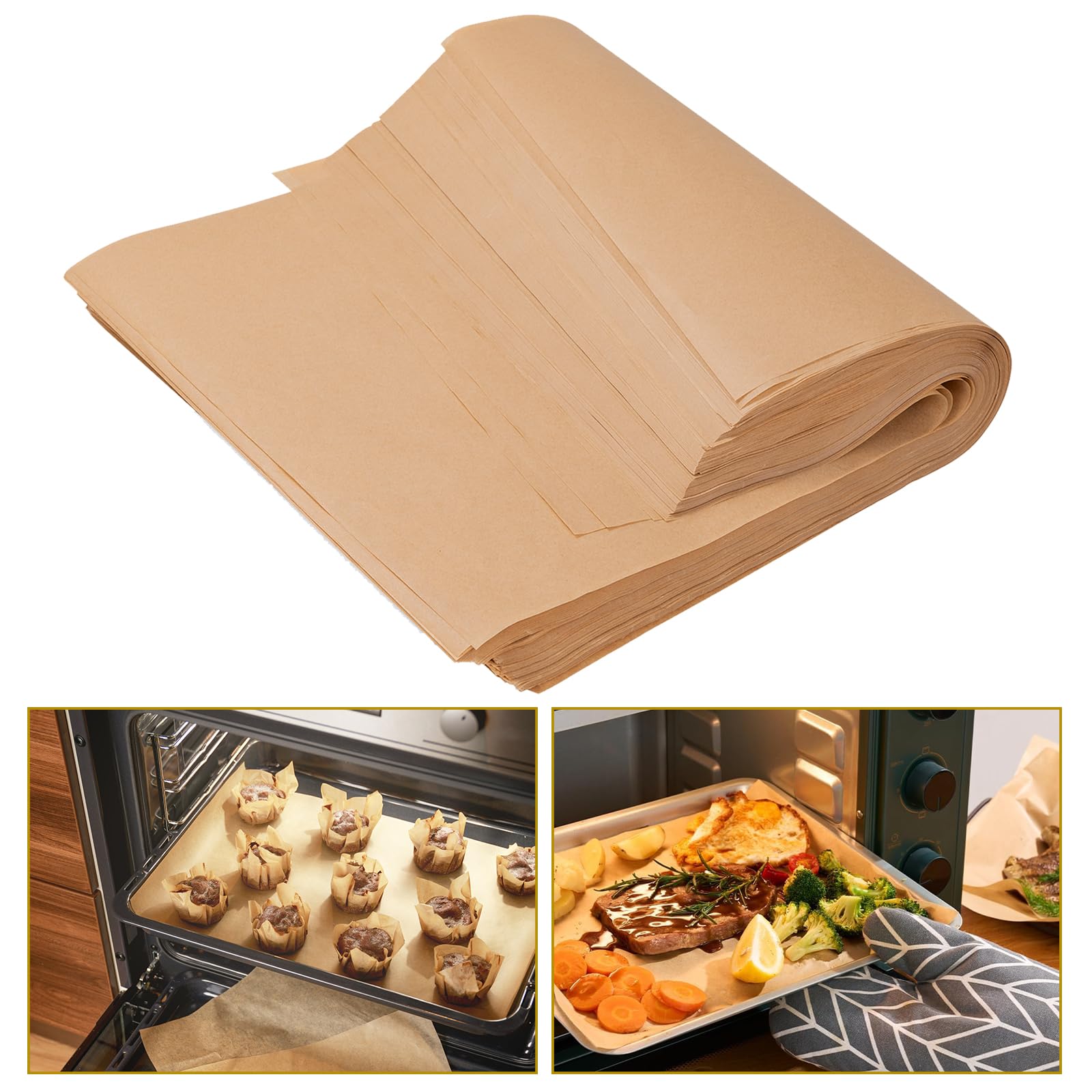 400Pcs Unbleached Parchment Paper Baking Sheets,12x16 inch Non