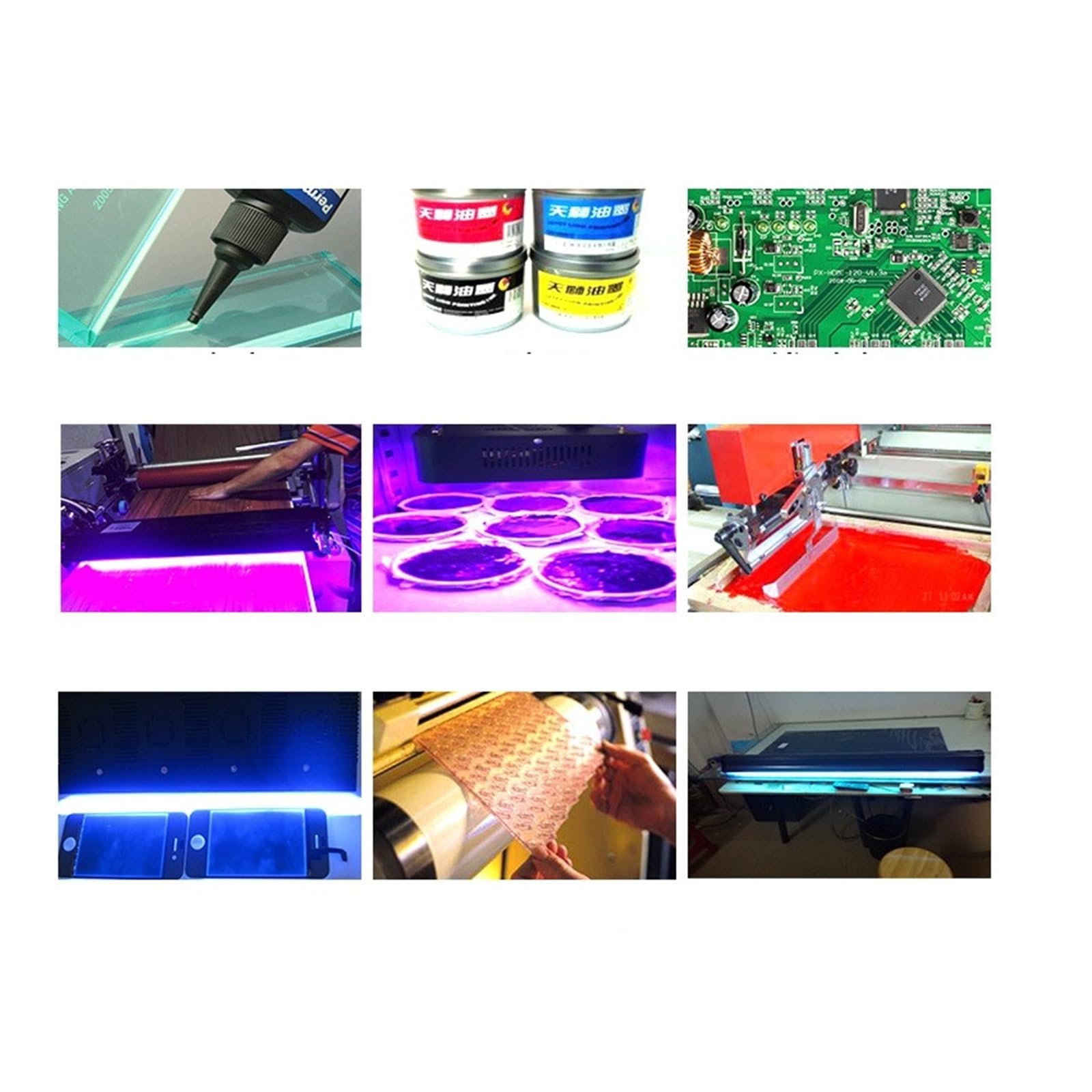 Lámpara de curado UV LED de alta potencia de 395 nm, 405 nm y 365 nm for impresión de tinta de pegamento UV, luz de curado de resina sin sombras con aceite verde Con alta eficiencia de curado(2000W_40