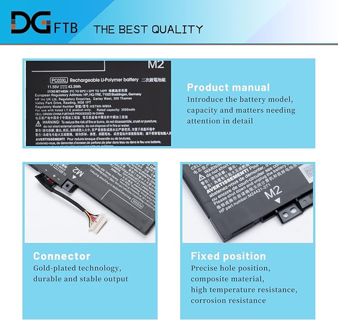 Batería DGFTB PC03XL para HP Pavilion x360 14 11.55V 43.3Wh miniatura 2
