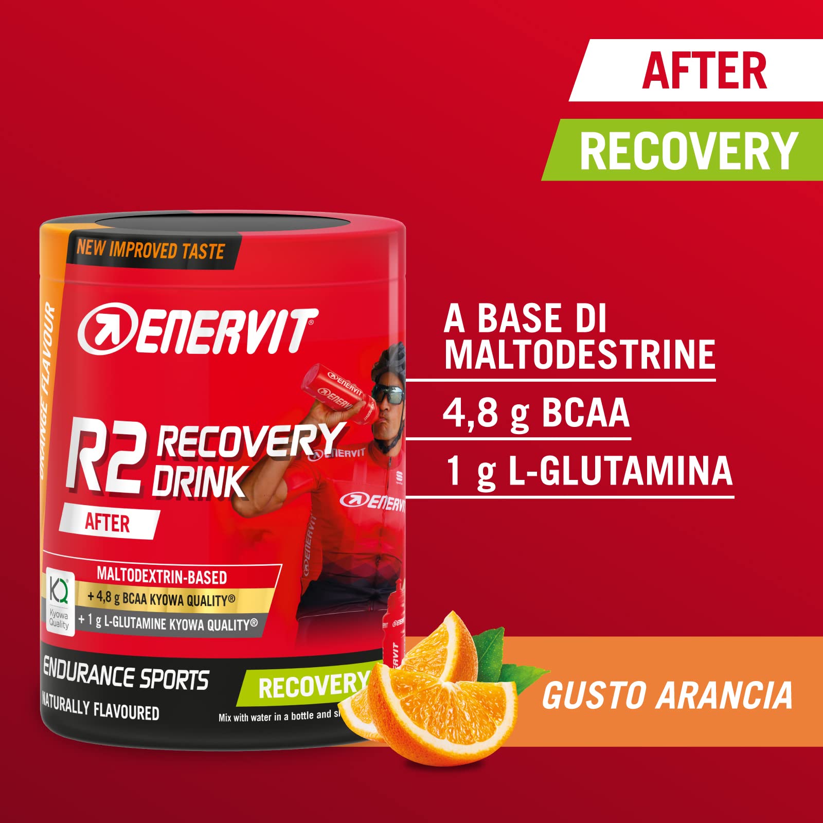 Enervit, R2 Recovery Drink, Integratore Gusto Arancia, Ideale per il Recupero Post Allenamenti Intensi, con Tiamina e Vitamina B6, Barattolo da 400 Grammi