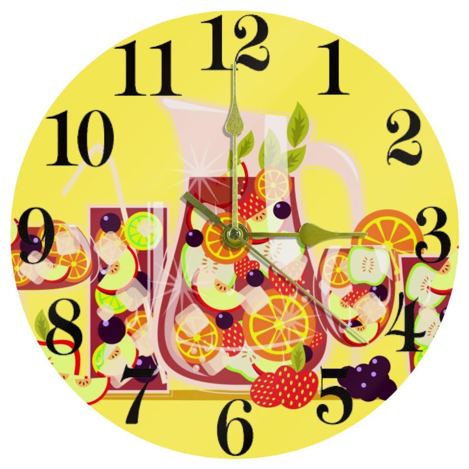 Horloge murale de cuisine Sangria ronde et silencieuse pour la maison