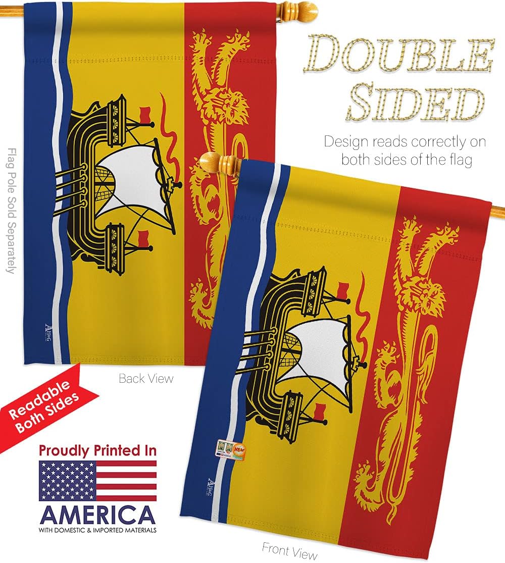 New Brunswick Garden House Flags Set Regional Canada Provinces Canadian Territories Region Country Particular Area Small Decorative Gift Yard Banner Double-Sided Made In USA 28 X 40