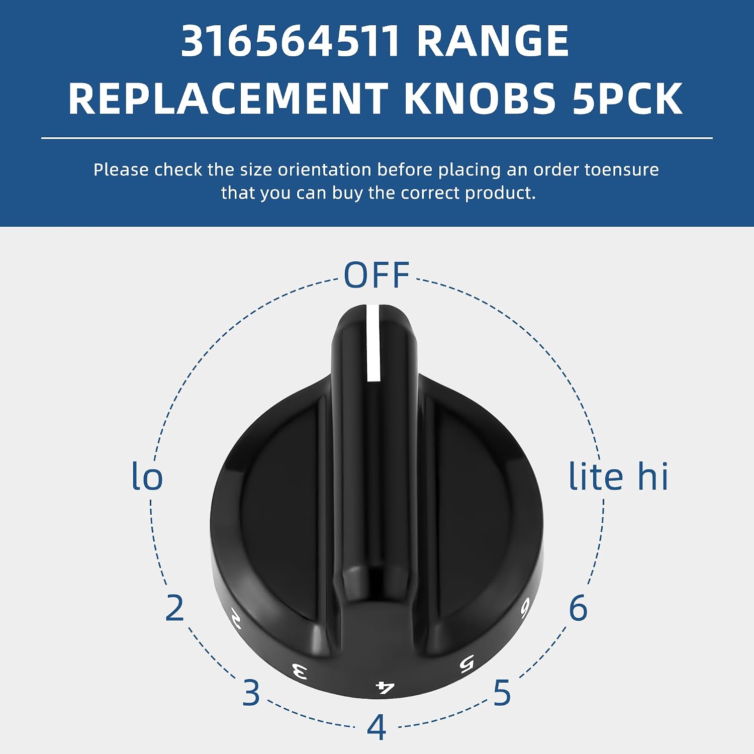 AMI PARTS 316564511 Gas Stove Knobs Replacement for Frigidaire Gas Range Stove Control knobs A026804 knobs Electric Universal Stove Oven Parts AH2364186, AP4433359, EA2364186(Black)