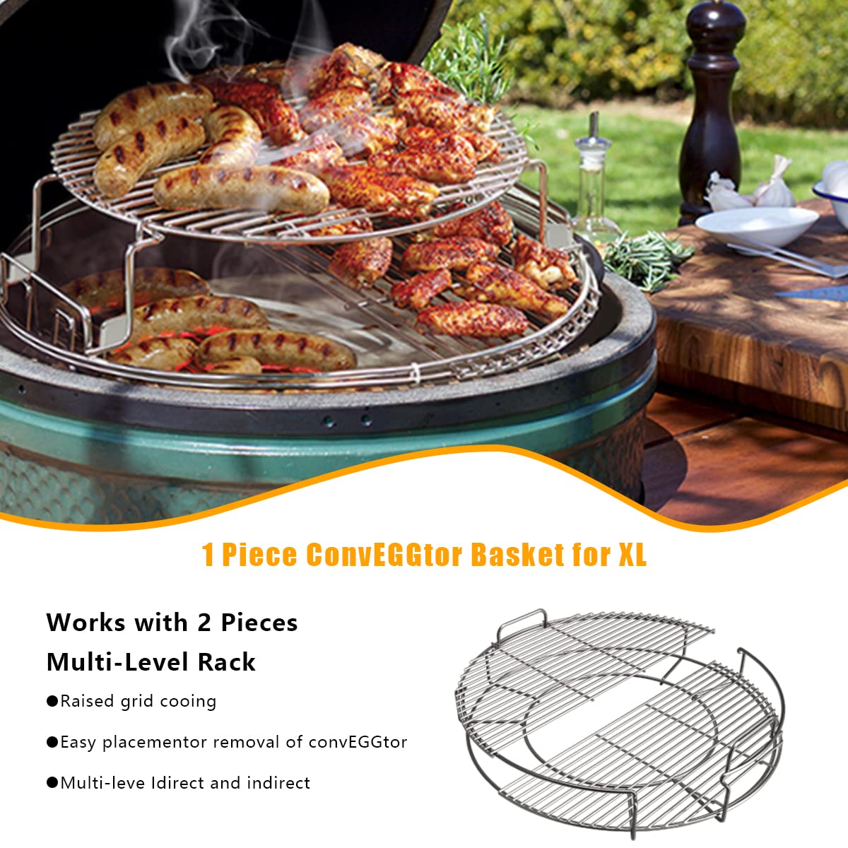 Big Green Egg Xl Accessories BONPAZ BBQ Expander Rack Kit, Big