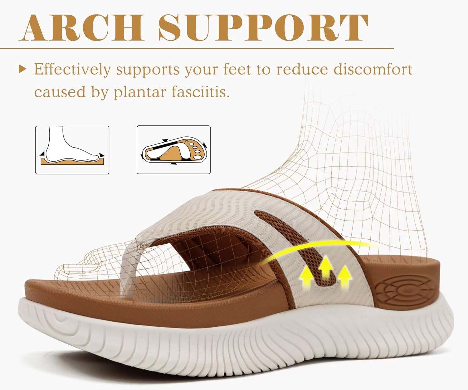COFACE Womens Orthopedic Flip Flops Comfortable Beach Summer Sandals Size 6-12
