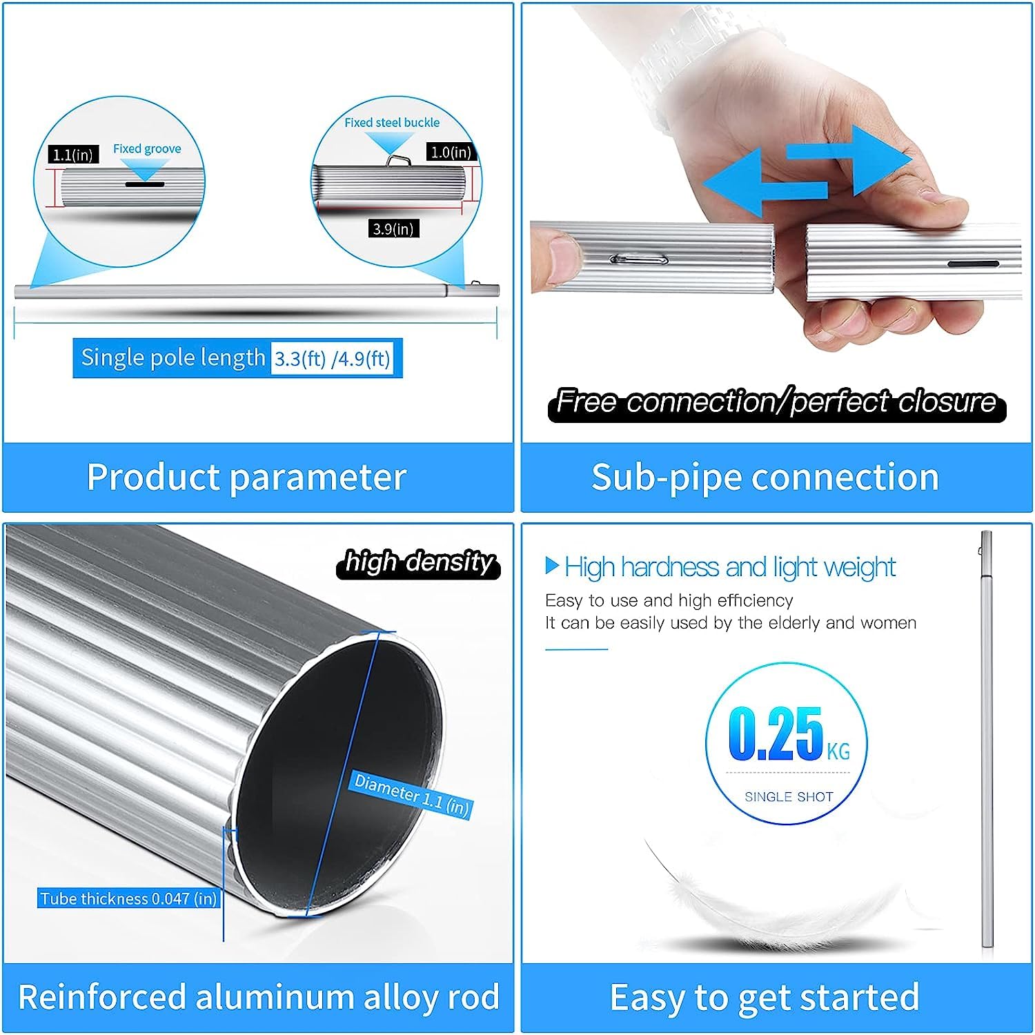 Kit de limpieza de ventanas de 7 m, poste de alimentación con cabezal de cepillo de 50 cm, perfecto para invernadero, limpieza de paneles solares, uso doméstico y comercial
