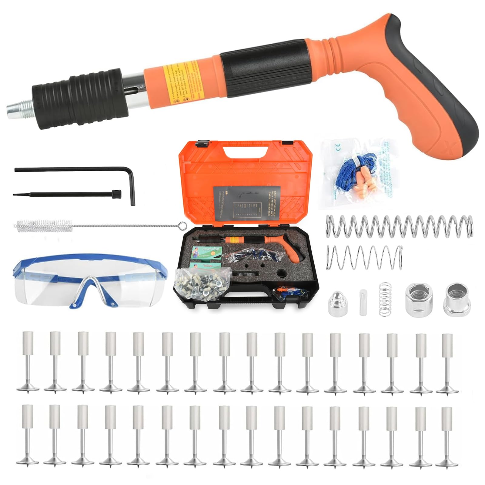 Pistola Sparachiodi Manuale Con 110 Chiodi - Portatile Per Cemento E Legno, Regolabile