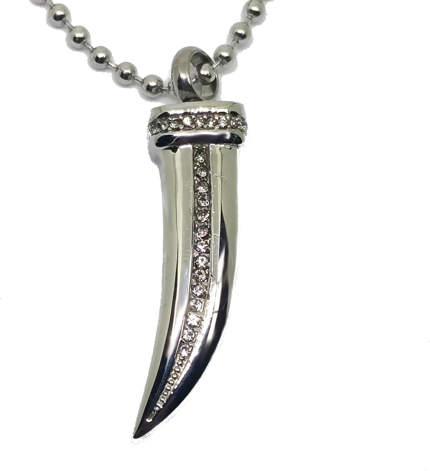 Cremation Jewelry for Ashes Cubic Zircon Wolf Tooth Fang Urn Necklaces Stainless Steel Pendant for Men and Women Dog Cat Funeral Day. Keepsake for Loved One