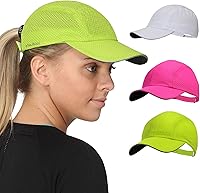 Vista 12 de TrailHeads Gorra para correr de día de carrera para mujer, gorra de rendimiento, ligera y de secado rápido, con malla deportiva y ribete reflectante