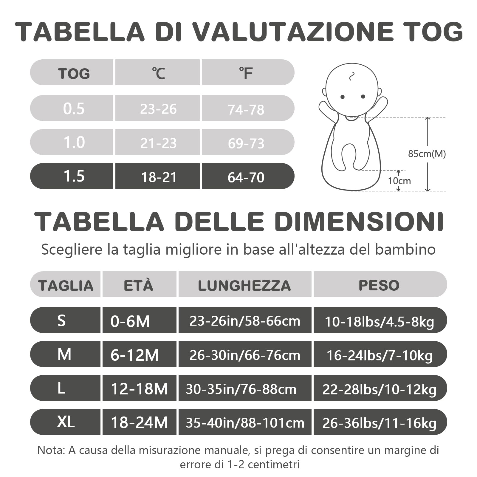 Mosebears Sacco nanna per bambini 1,5 Tog Confezione da 2 tutto l'anno Sacco nanna per bambini con fibra di soia Sacco nanna in cotone Varie misure Coperta nanna autunno inverno