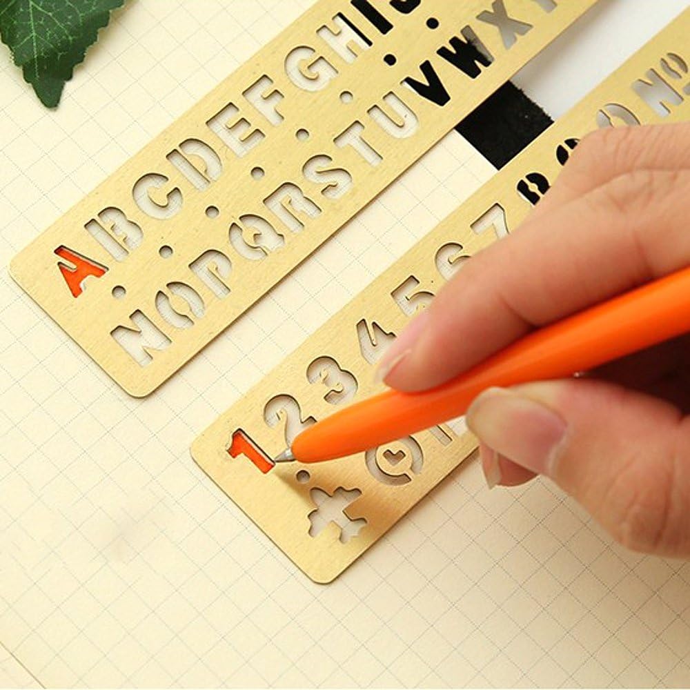Rulerhands Brass English alphabets Stencils and Arabic Numerals Stencils with Symbols