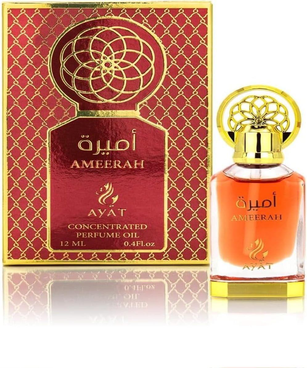 Ayat Perfumes Ameerah Perfume Oil |12ml Alcohol Free Eau de Parfum – Premium Musk, Unisex Oud, Oriental Arabic Fragrance for Men and Women – Natural Jasmine, Amber, Woody Scent, Dubai Perfum