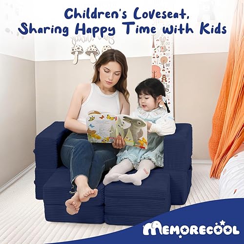 Miniatura 79 de MeMoreCool Sofá modular para niños, sofá convertible suave para niños, silla de espuma de felpa plegable gris para diversión en la sala de juegos de