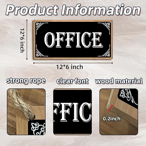 Miniatura 4 de Dacawin Letrero de madera para puerta de oficina, duradero, profesional y de alta calidad, para puerta delantera, para oficina en casa y negocios,