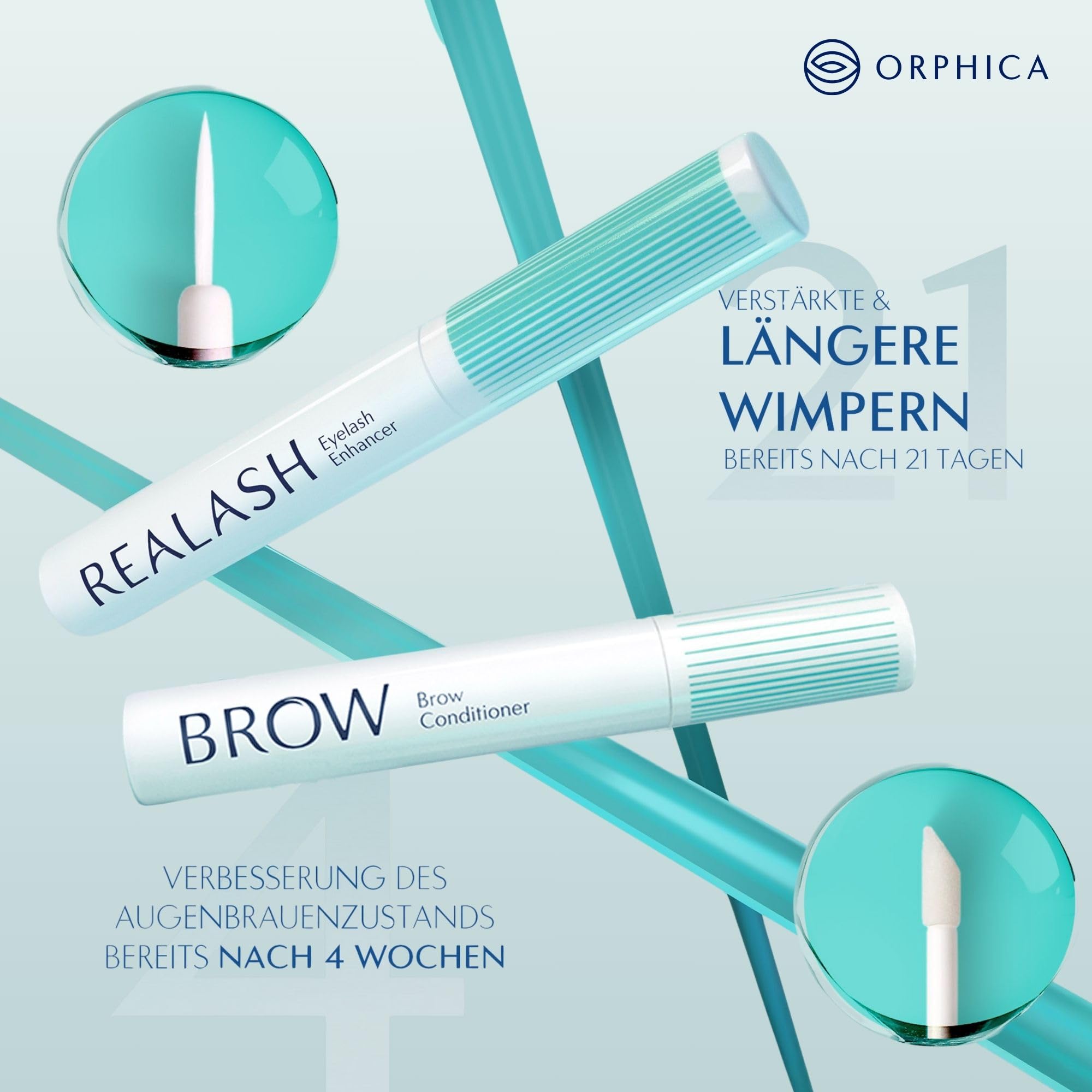 ORPHICA Brow & Realash Set - Siero per ciglia 3 ml + Siero per sopracciglia 4 ml - Crescita Intensiva Lash Serum Booster, Siero Allungante - Conditioner con Peptidi Attivi
