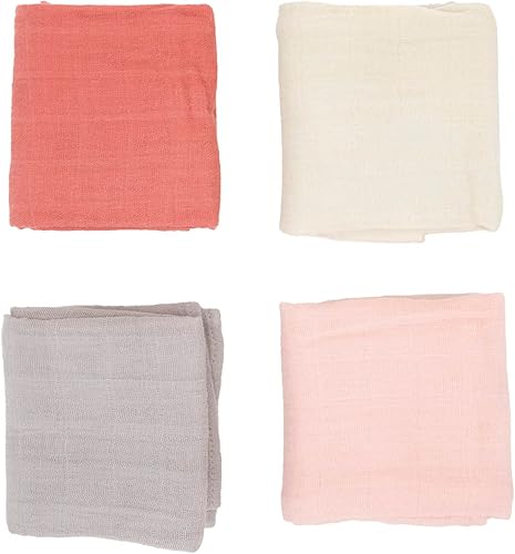 Little Unicorn Paquete de 4 cuadrados de muselina de algodón  Lactancia, eructos, alimentación, limpieza, derrames  Manta súper suave y ligera para