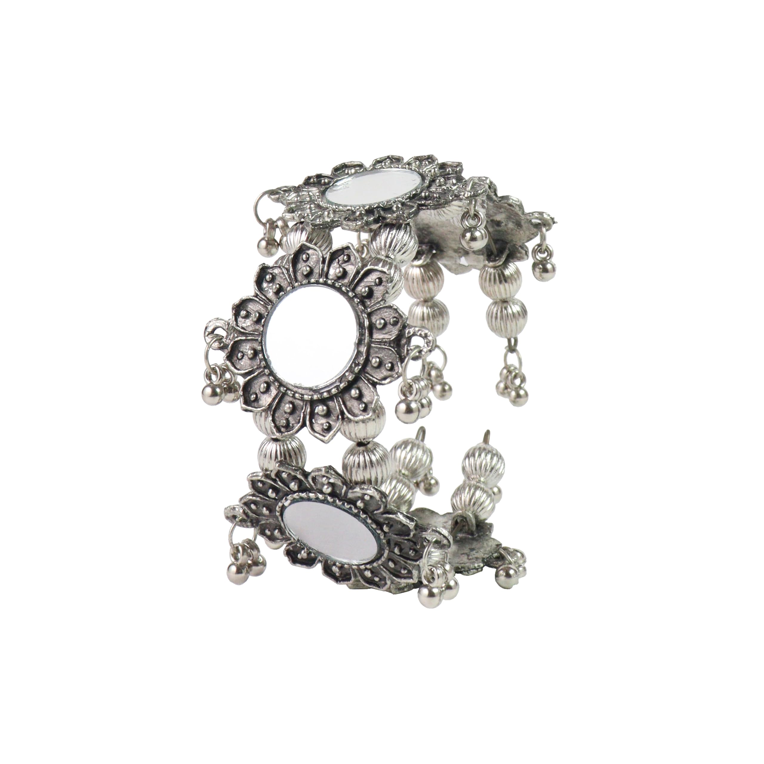 Khannak Jewellery Traditional Oxidised Antique with mirror and ghungroo finish Adjustable Bracelet for Women and Girls|Oxidized bracelet -set of 1 (B0CWY28W64) Amazon Price History, Amazon Price Tracker
