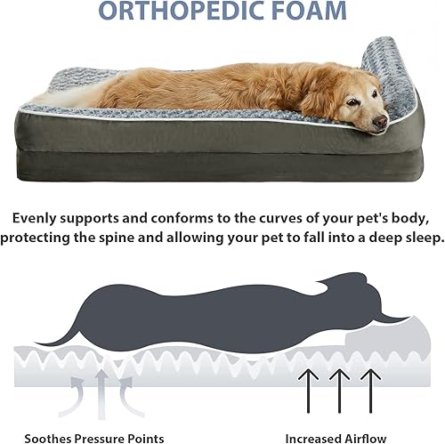 Miniatura 3 de BFPETHOME Camas ortopédicas para perros grandes, sofá cama impermeable para perros con funda extraíble lavable, cama grande para perros con forro