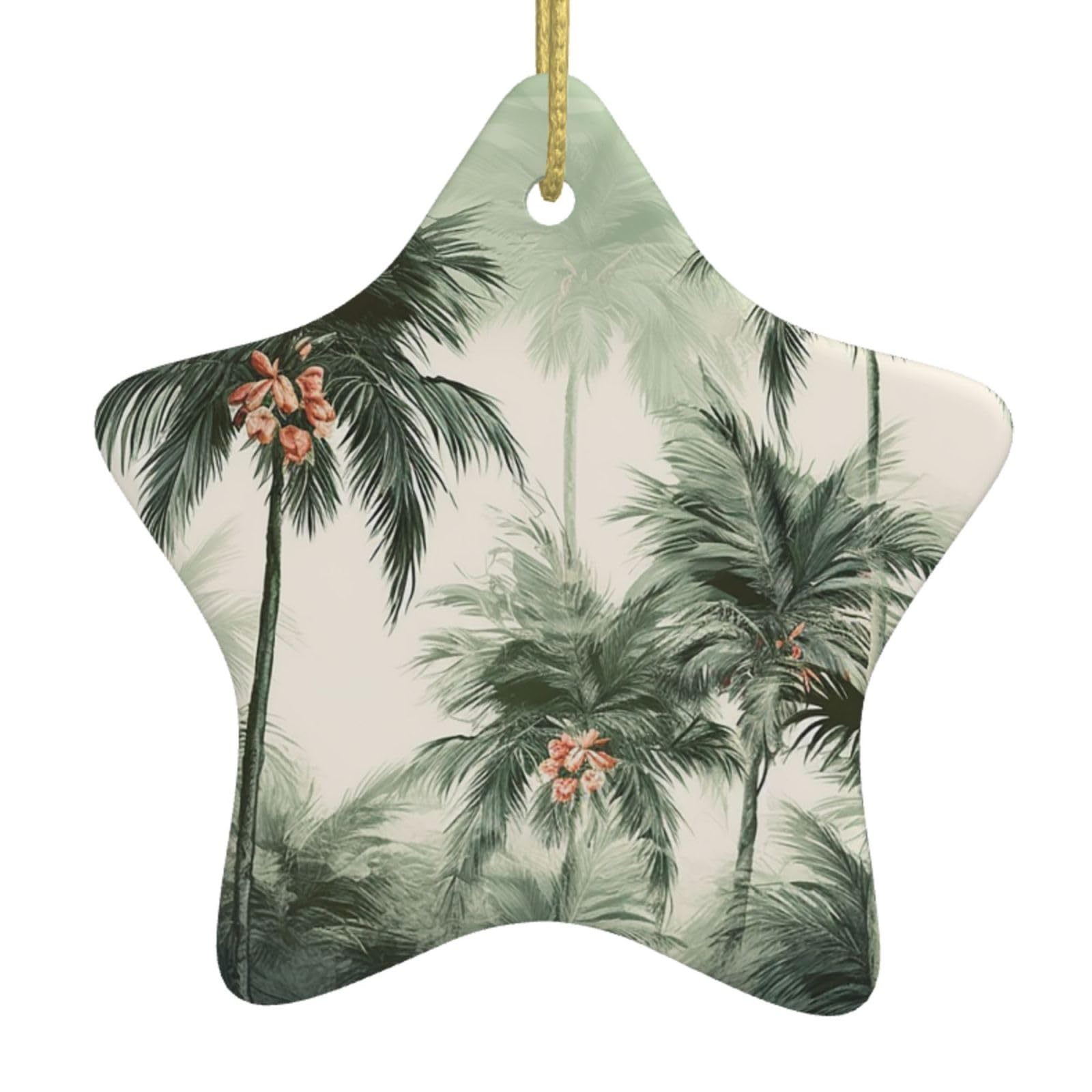 Fodpand Women's White Tropical Palm Trees Christmas Ornaments 2025, Gift Exchange For Men, Collectible Ceramic Ornament Star Hanging Ornaments For Christmas Tree Decoration