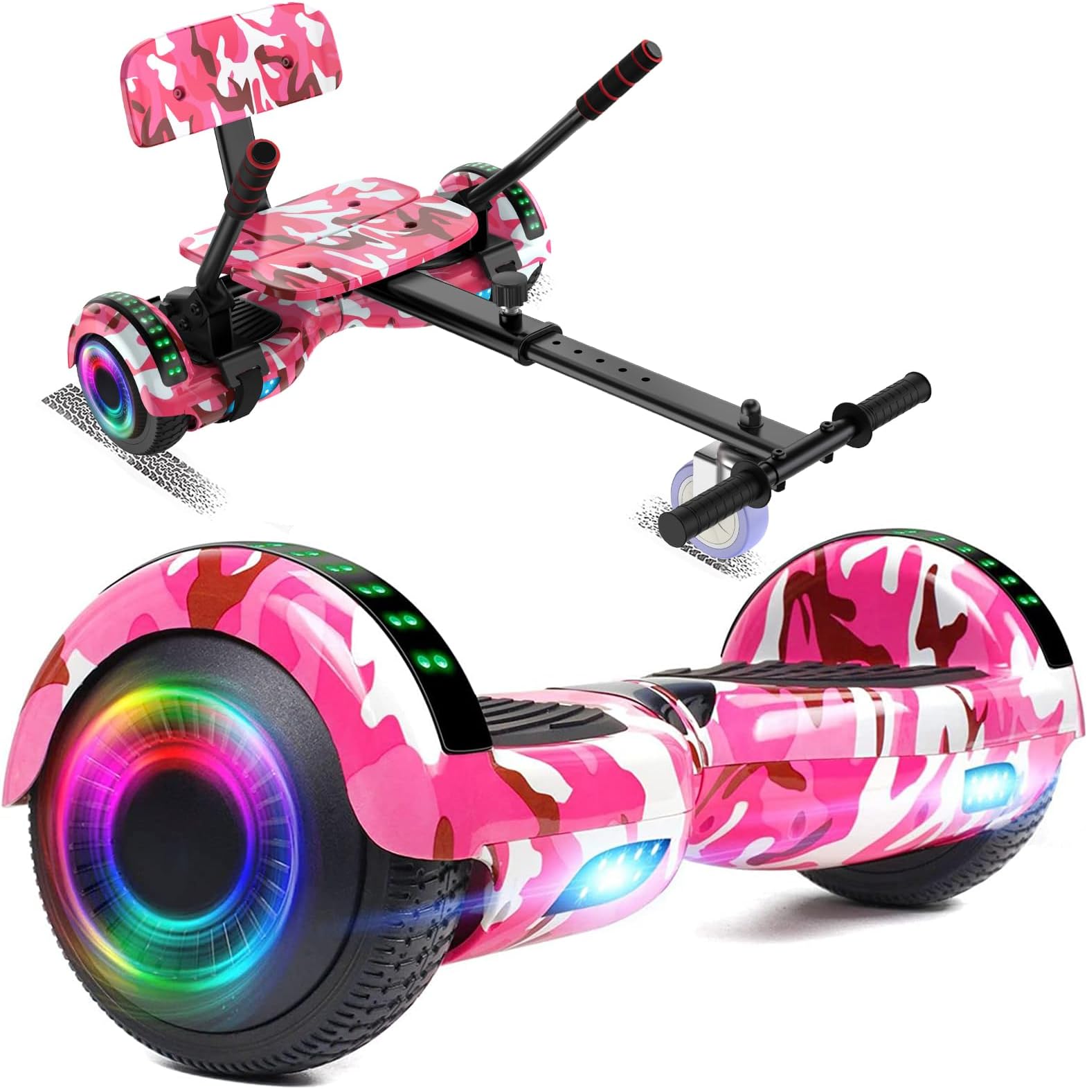FLYING-ANT Self Balance Scooter Seat Attachment 6.5” Two-Wheel Self Balancing Electric Scooter with LED Light Flash Lights Wheels