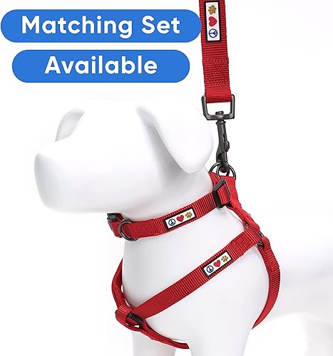Miniatura 5 de Collar para mascotas Pawtitas, de 6 pies, de nailon, suave, ajustable, color sólido. El collar y arnés a juego para perros y cachorros se venden por
