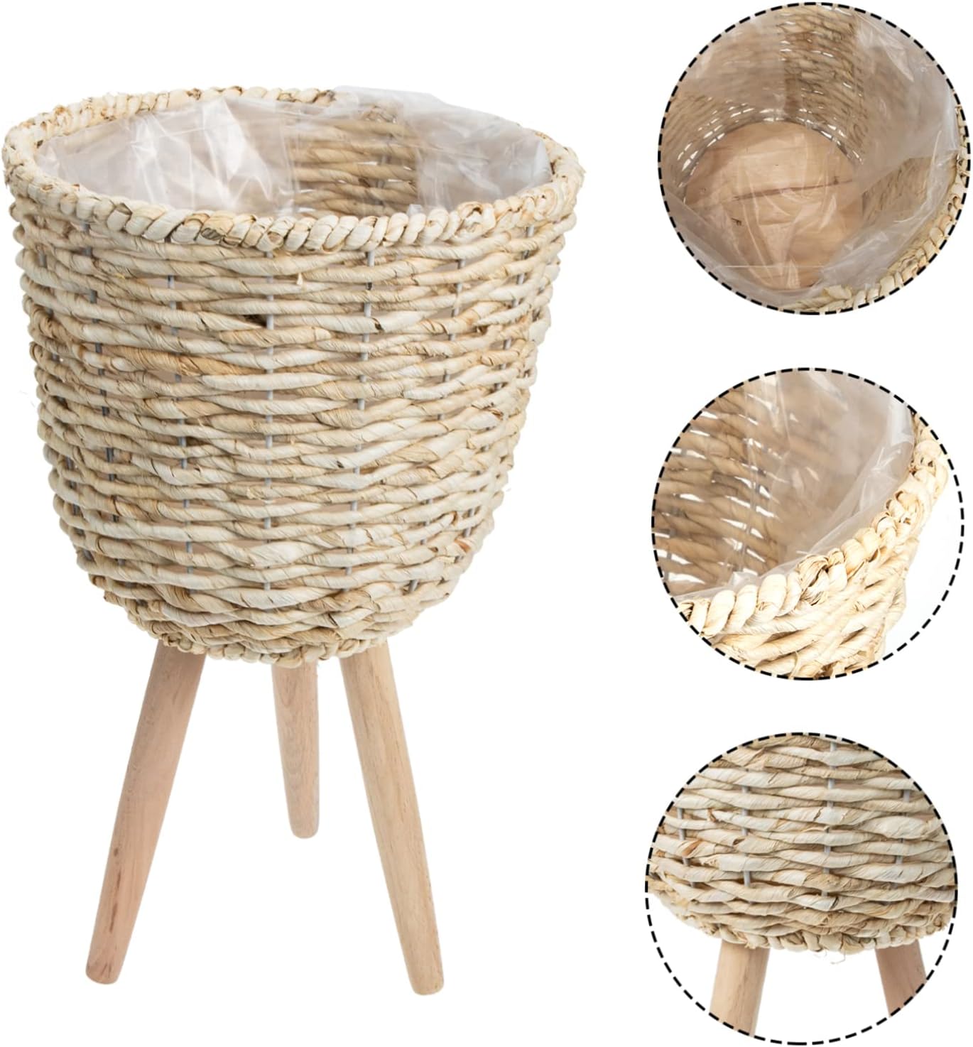 Bamboo Woven Flower Basket Nordic Style Decorative Container for Indoor Plants Versatile Storage for Home Decor and Organization Small