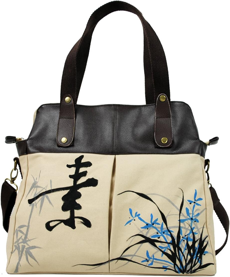 HevenJx Ladies' Casual Canvas Tote Bags College Handbag Traveling Bag A35