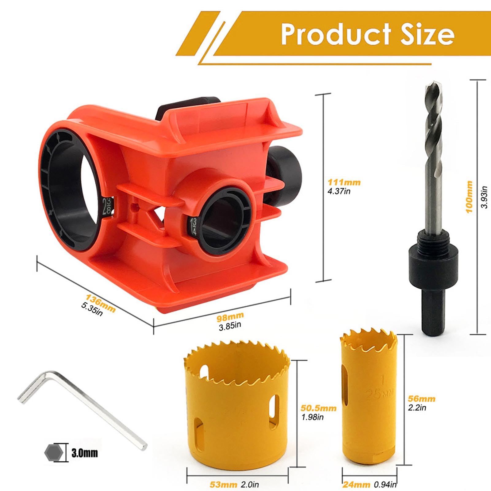 Jeffergarden Kit de Instalación de Pomo de Puerta con Plantilla Ajustable, Sierra Perforadora HSS y Broca para Instalación de Cerradura de Puerta de Madera y Metal