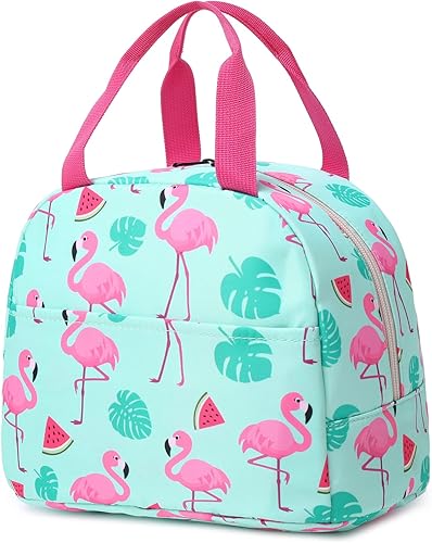 Bolsa de almuerzo con aislamiento de flamencos para mujeres y niñas, lonchera reutilizable para adultos, niños, escuela, trabajo, viajes