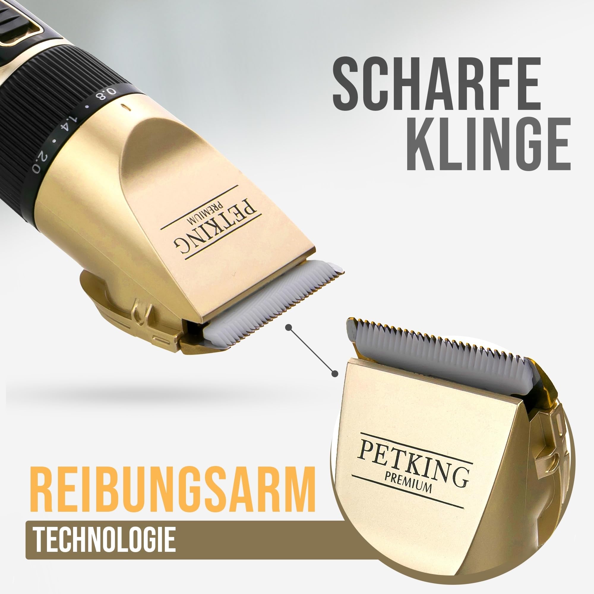 PetKing Premium Hundeschermaschine Profi – Leise Kabellose Tierhaarschneidemaschine mit Titanklinge für Hunde & Katzen, Langhaar, dickes & verfilztes Fell, Hund Katze Schermaschine Set