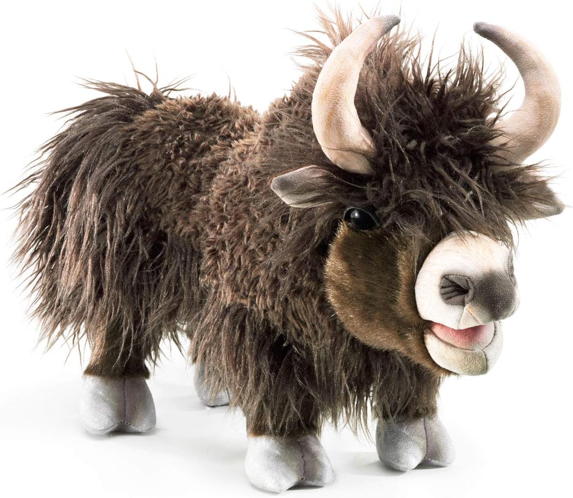 Yak Hand Puppet, Brown, Cream, Black