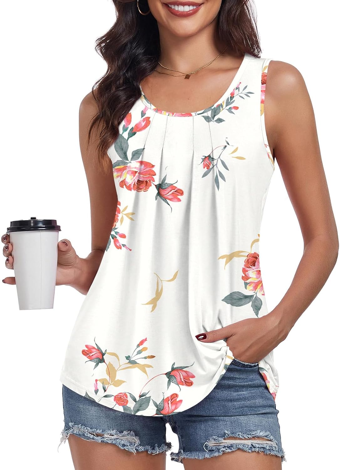 syoss Women's Tank Tops Dressy Casual Sleeveless Blouses Summer Loose Fit Outfits Trendy Shirt