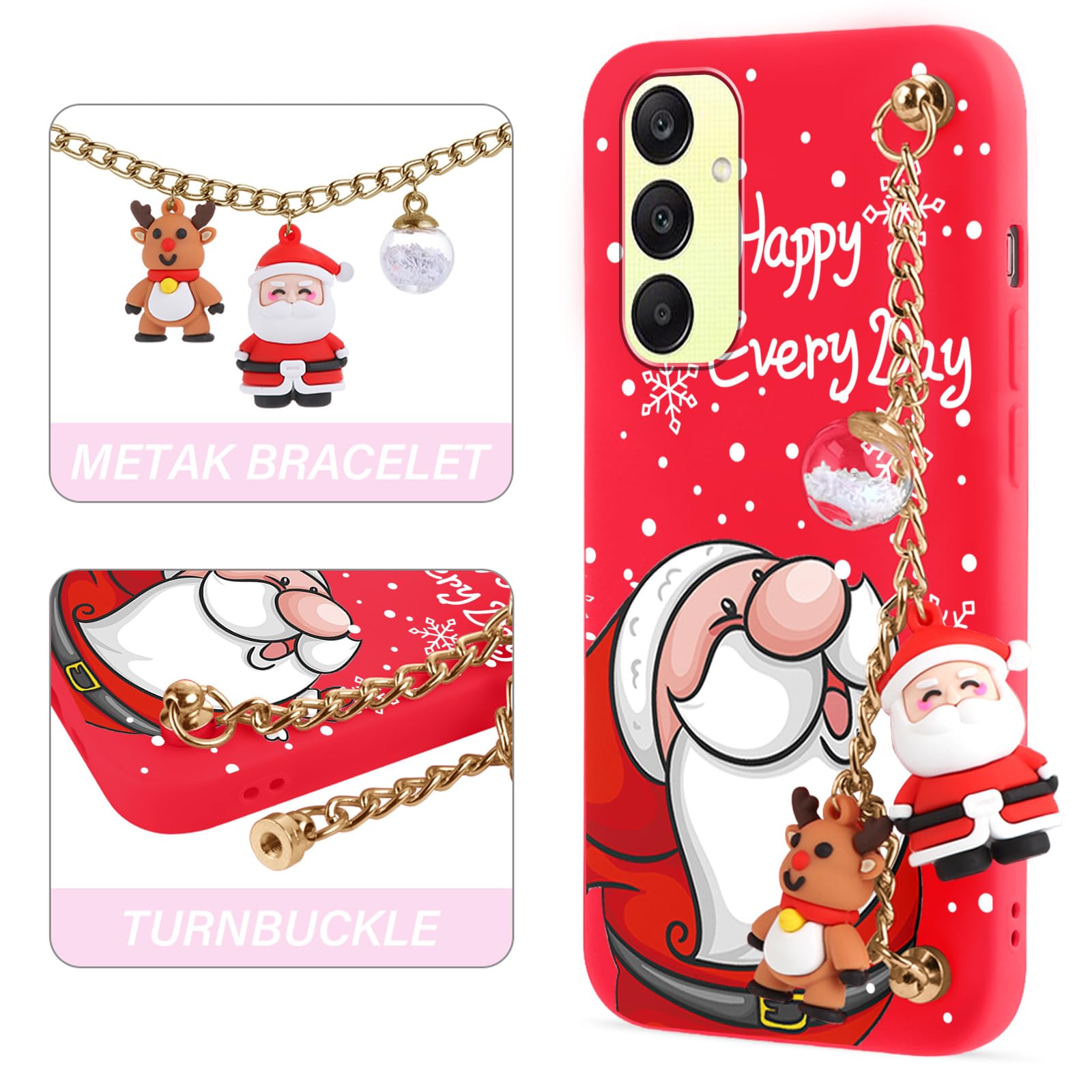 Yoedge Cover Natale Per OPPO A15 4G - Custodia Morbida In Silicone TPU Con Disegno 3D Cervo - Rossa - 3