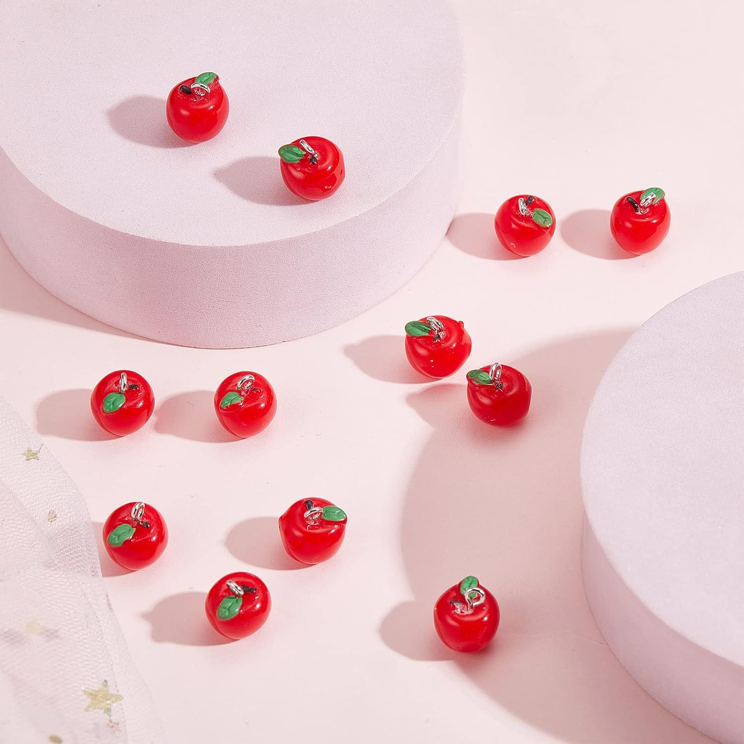 SUNNYCLUE 1 Box 25Pcs Red Apple Charms Teacher Charms School Resin Student 3D Miniature Food Thanksgiving Mini Fruit Pendants for Jewelry Making Hanging Ornament Necklace Keychain Supplies - Image 4