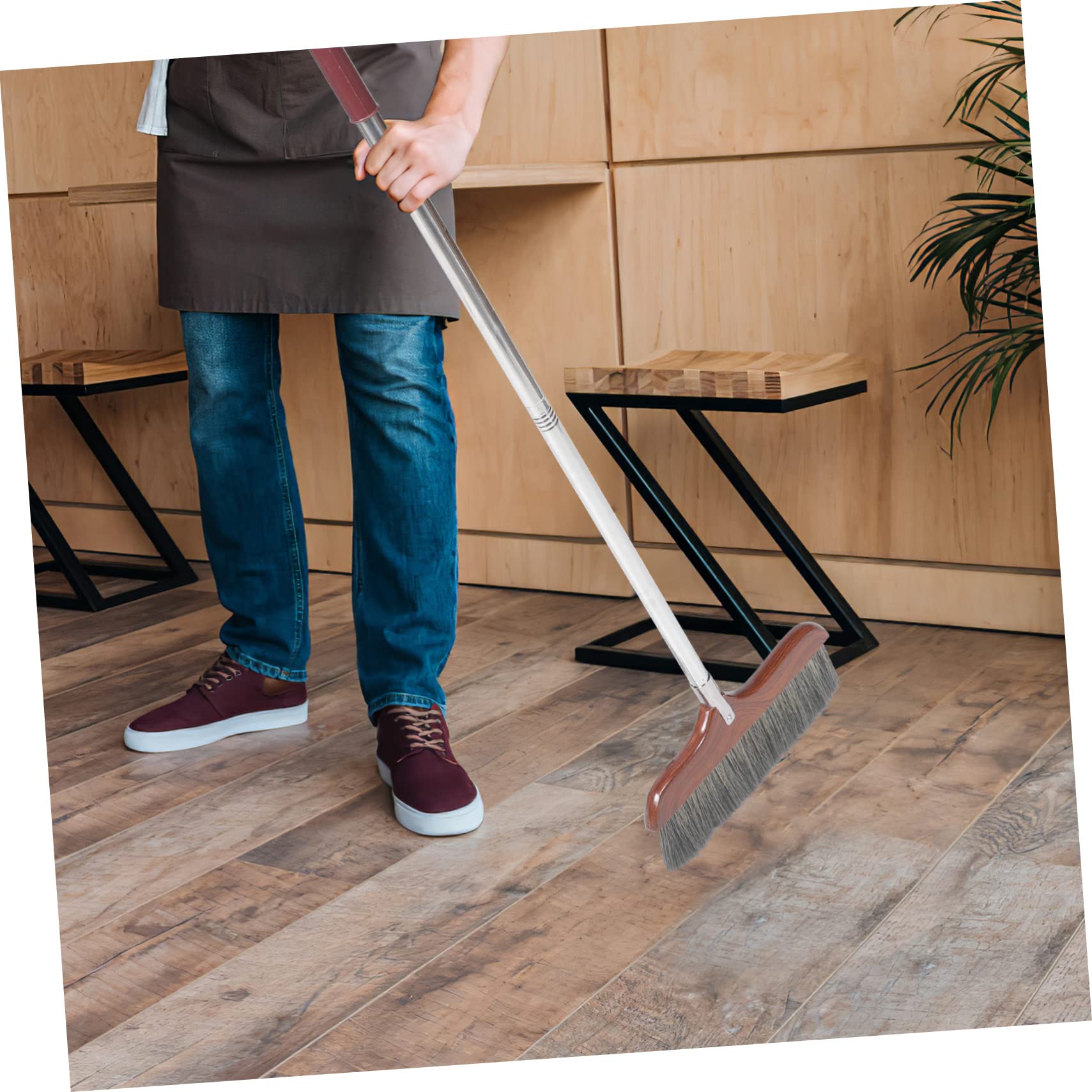 Beavorty Scopa con Setole Morbide e Manico in Acciaio Inossidabile, Pratica e Portatile, per Pavimenti in Casa e Campeggio Pieghevole