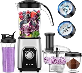 KOIOS Blender/Food Processor Combo Max 1000W, 4 in 1 34oz Pitcher, 22oz Blending Cup, Meat Grinder & Vegetable Chopper, Spice Grinder,BPA Free -All-in-One Kitchen System, Dishwasher Safe