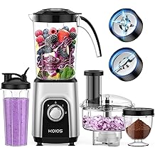 KOIOS Blender/Food Processor Combo Max 1000W, 4 in 1 34oz Pitcher, 22oz Blending Cup, Meat Grinder &amp; Vegetable Chopper, Spice Grinder,BPA Free -All-in-One Kitchen System, Dishwasher Safe