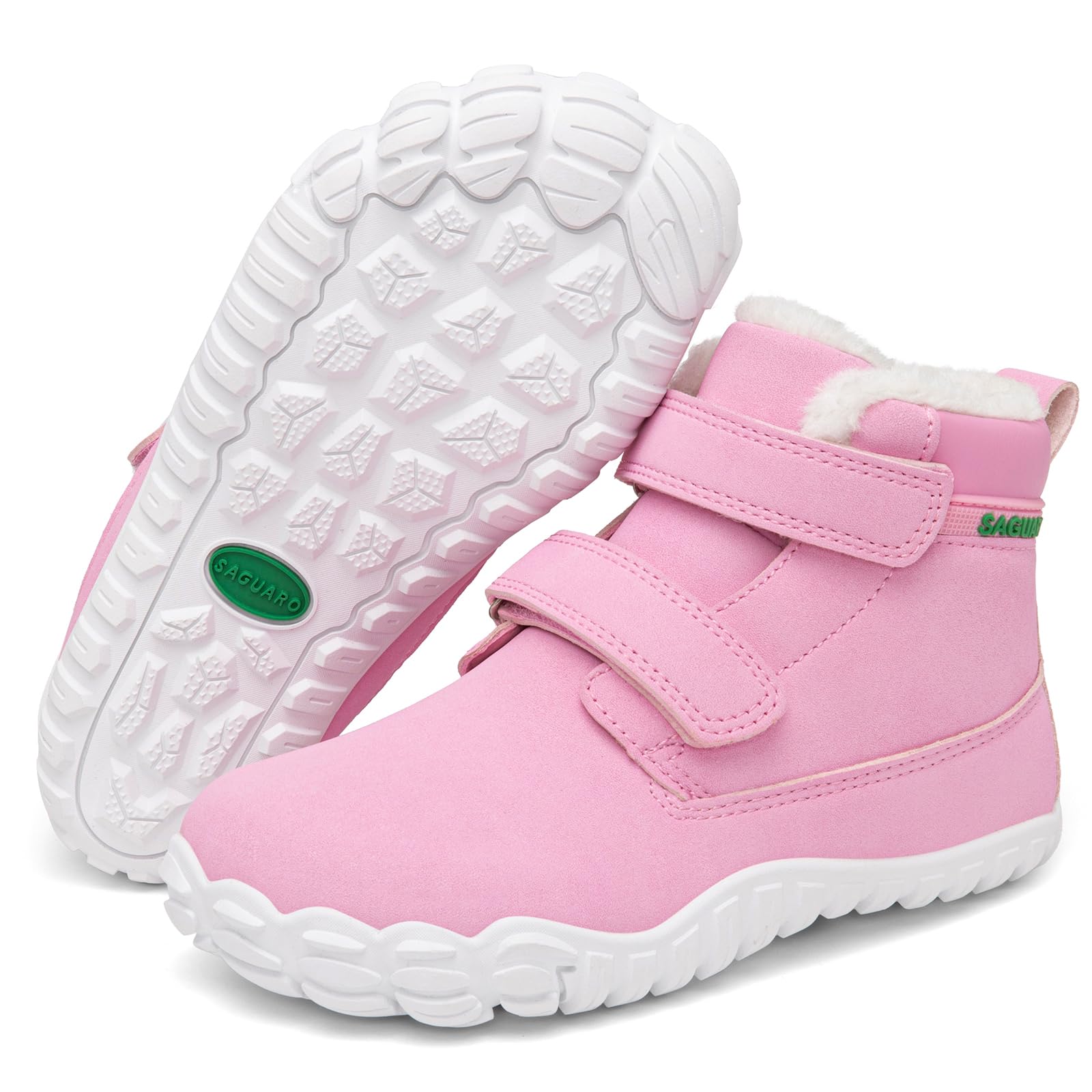 SAGUARO Kinder Winter Barfußschuhe Winterschuhe mit Warm Gefütterte & Breite Zehenbox, Gr.24-36